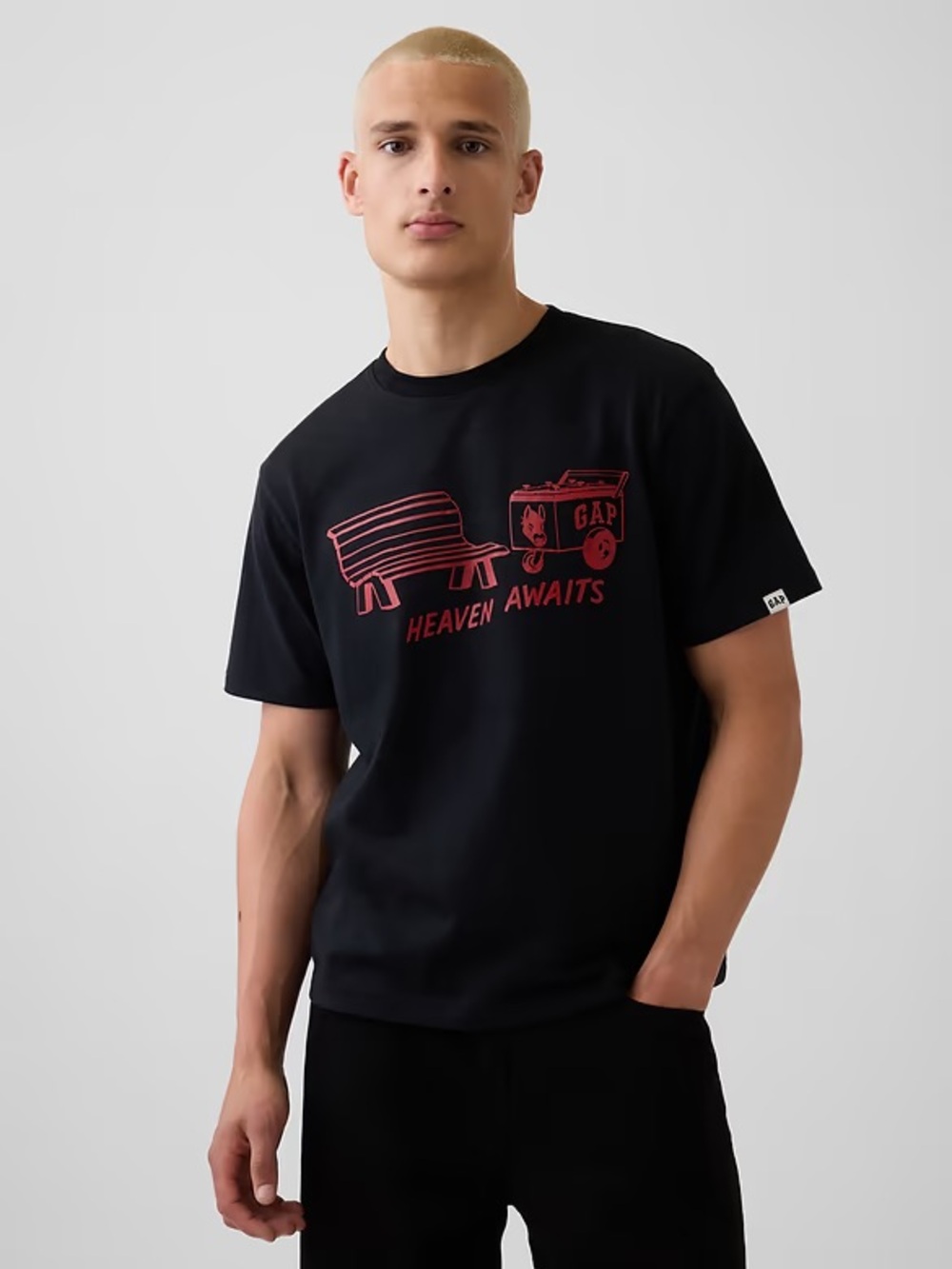 GAP Black Short-Sleeve Tee with Red Graphic
